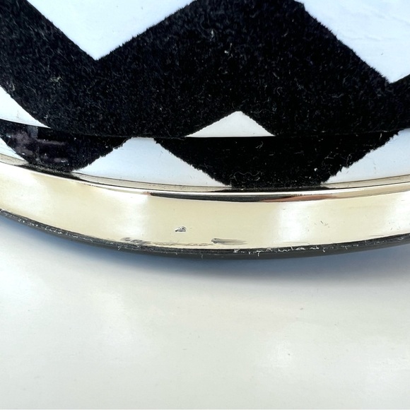 SCHUTZ Abstract Black White Suede w Fabric Ankle Strap Metallic Platform Sz 7 - Picture 11 of 16